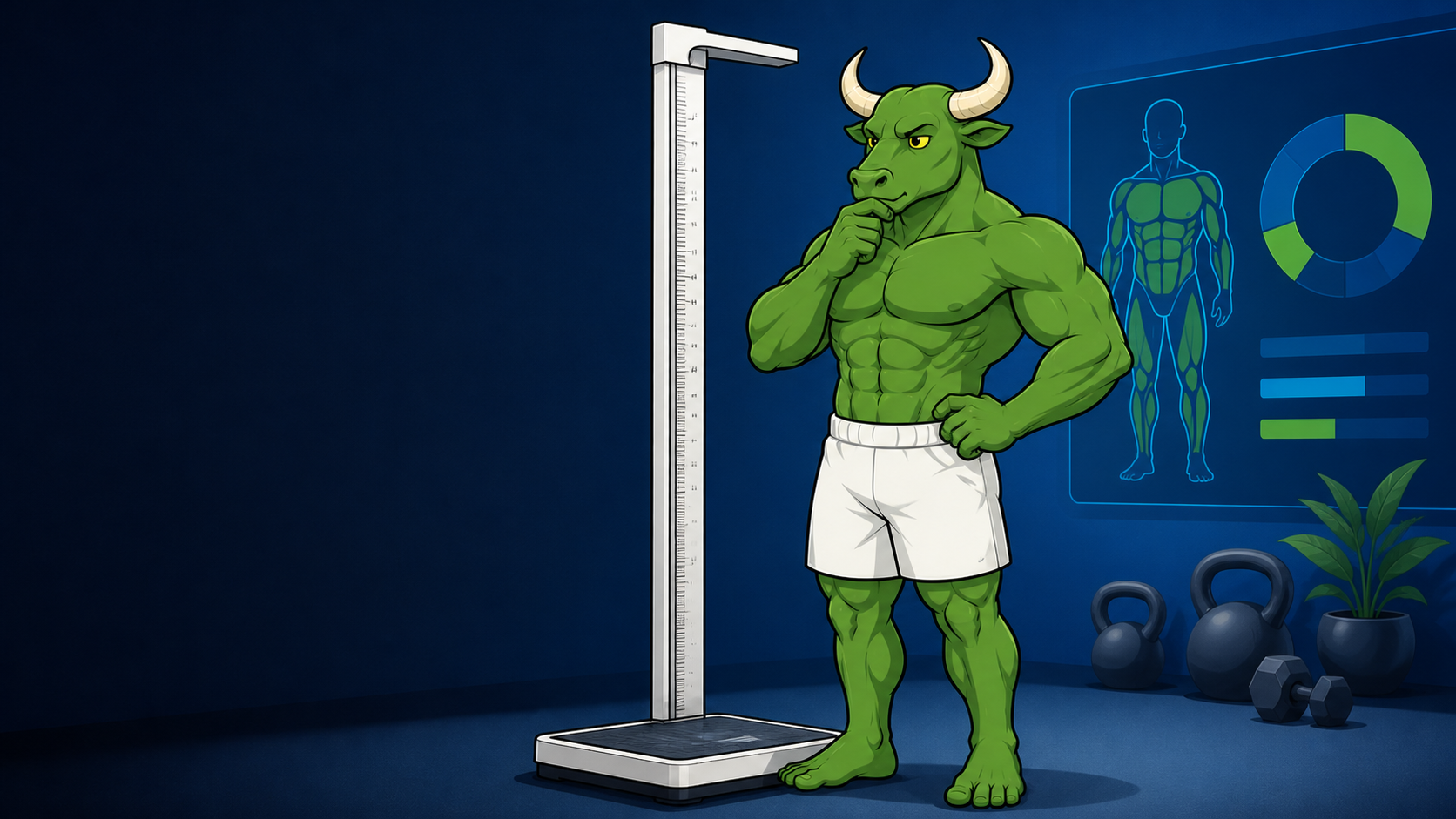 Green Bull comparing a body measurement scale with a body-composition chart