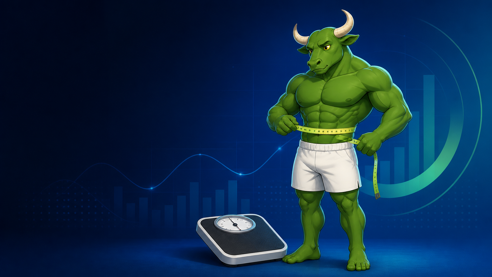 Green Bull comparing a tape measure with a flat scale while reviewing body recomposition progress