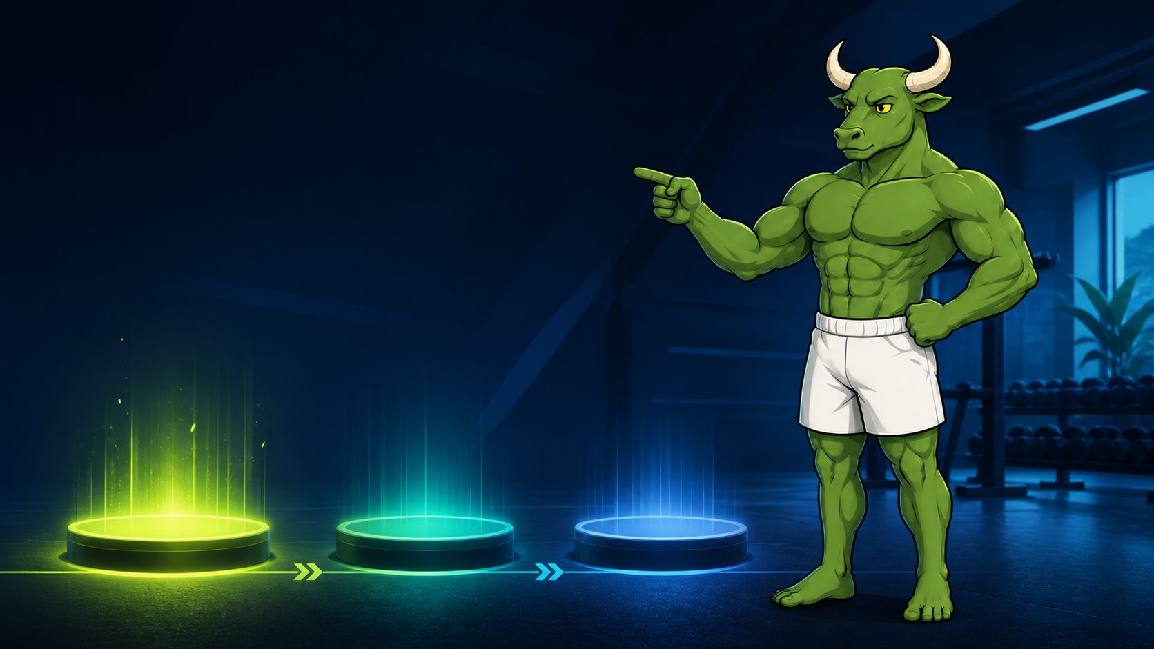 Green Bull coach reviewing progressive training stages for beginner muscle growth