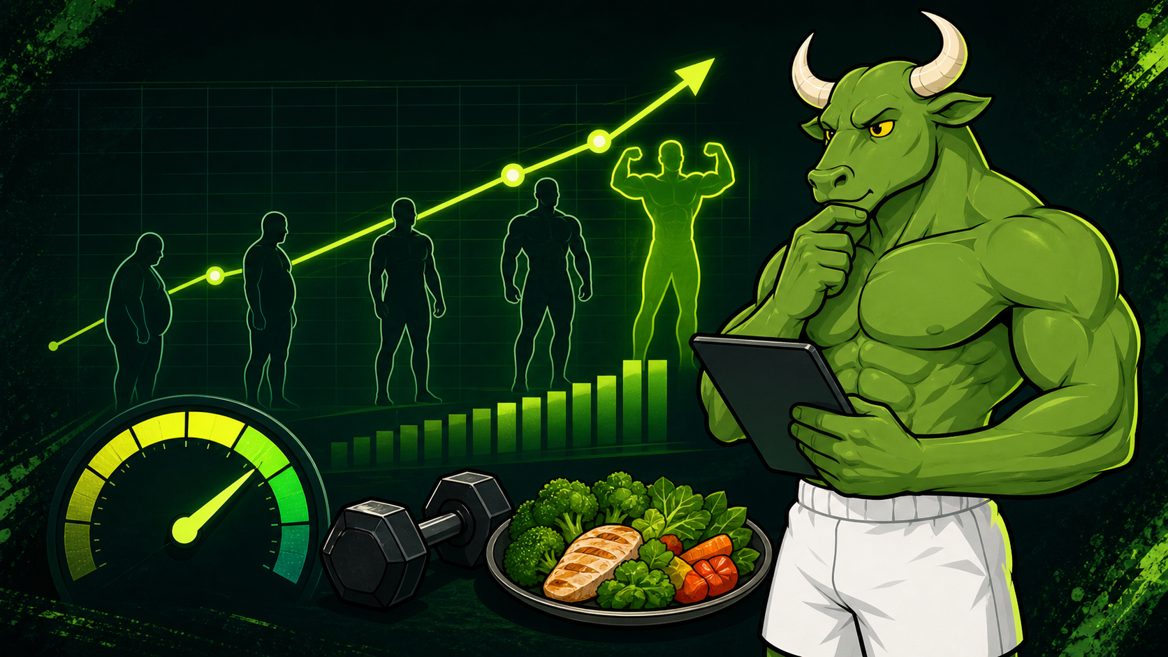 Coach Bruno reviewing a clear progress dashboard with training, nutrition, and recovery signals